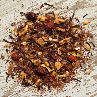 Tart orange & hibiscus, deep vanilla rooibos. Perfect for adults and kids alike throughout the year. Excellent with honey, lemon, ginger root and cinnamon. 
Caffeine Free
Our tea sacks infuse a flavorful 16-ounce mug or travel-sized cup.  
Ingredients: Rooibos, Hibiscus, Rosehips, Orange Peel, Natural Orange and Vanilla Flavoring
Summer favorite, ice tea, iced tea,