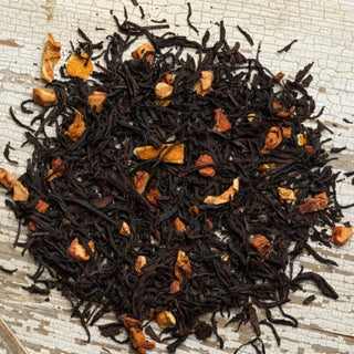 A warming combination of bourbon and vanilla blends together to create a perfect pick me up cup of tea for dry January.  
Contains Caffeine 
Ingredients
Ceylon, Apple Pieces, Orange Peel, Natural Bourbon and Vanilla Flavorings 
to add more bourbon flavor, add a shot of bourbon