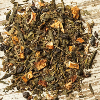 Photograph of Mint Mojito Loose Tea Leaves, available in tea bags, steep and serve organic iced tea, custom tea blends in Lancaster PA. Shop for organic tea now at pureblendtea.com